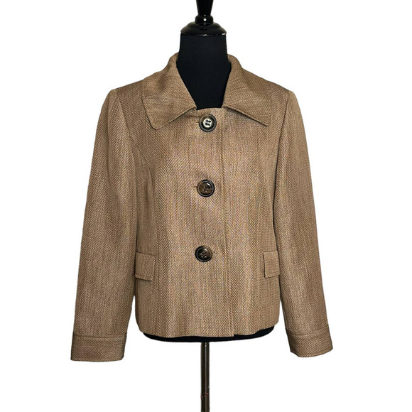 Suit Studio brown three buttoned blazer size 10P - Picture 1 of 10
